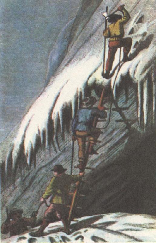 william r clark sadana har enkla stegar hade man vid bergs bestigning pa 1852 talet Norge oil painting art